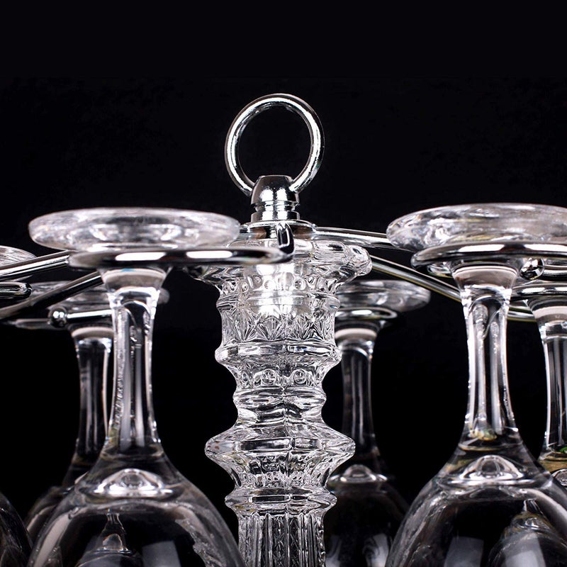 SHTWX 6 Hook Tabletop Glass Eiffel Tower Design Stemware Rack/Rotate 6 Wine Glass Storage Holder Stand Air Drying Rack - Image 3